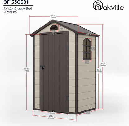Outdoor Storage Shed 4X3 Ft, Resin Sheds & Outdoor Storage, Patio Furniture Shed with Lockable Door, Outdoor Sheds Garden Tools, Bikes, BBQ Grills, Pool Accessories for Backyard, Patio
