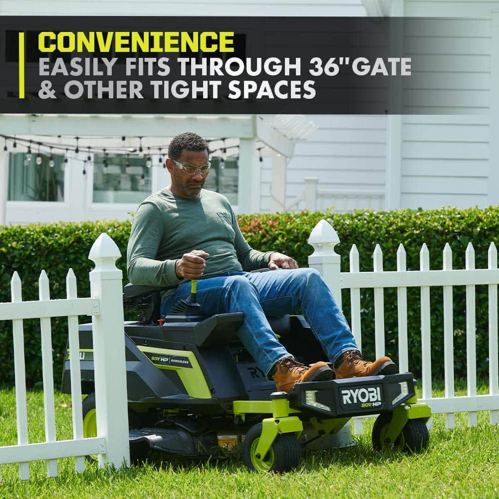 RYOBI 80V HP Brushless 30 in. Battery Electric Cordless Zero Turn Riding Mower with 80V 10 Ah Batteries and Charger